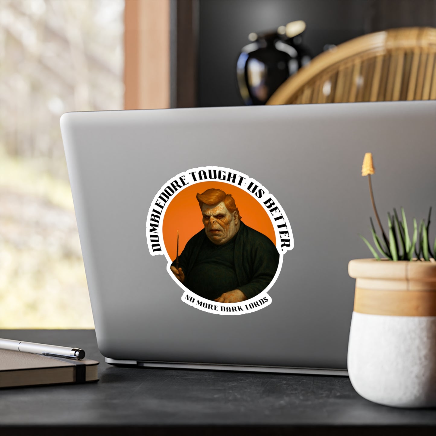 Kiss-Cut Vinyl Decal — "The Current American Dark Lord" Political Sticker for Cars, Laptops & Mailboxes