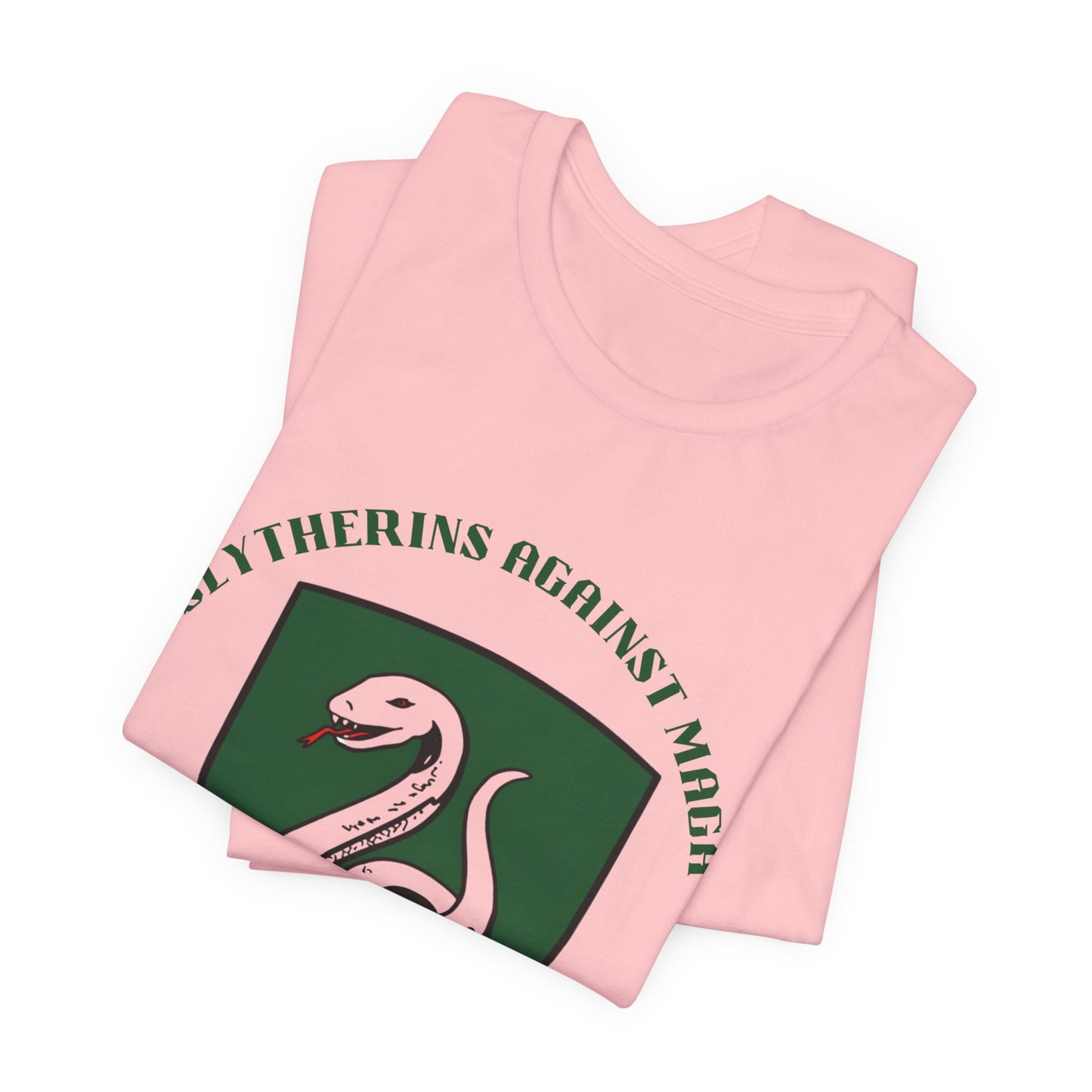 Slytherins Against MAGA T-Shirt — Green Snake Shield Tee
