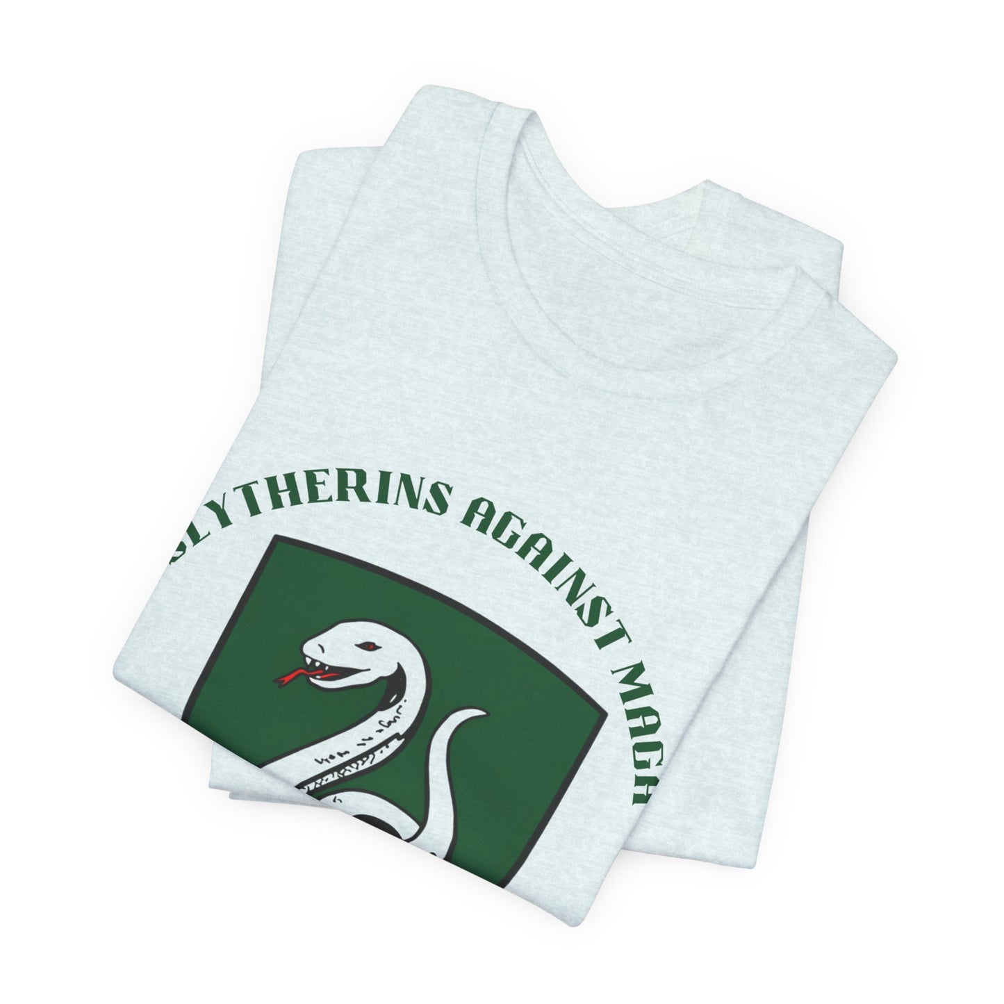 Slytherins Against MAGA T-Shirt — Green Snake Shield Tee