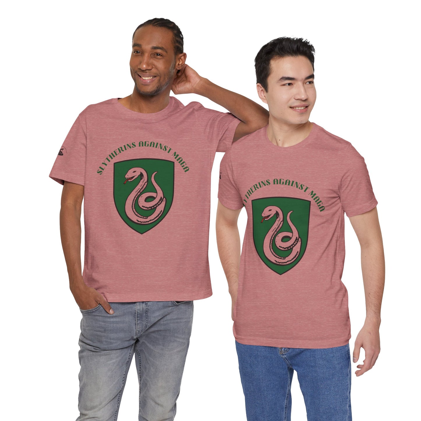 Slytherins Against MAGA T-Shirt — Green Snake Shield Tee