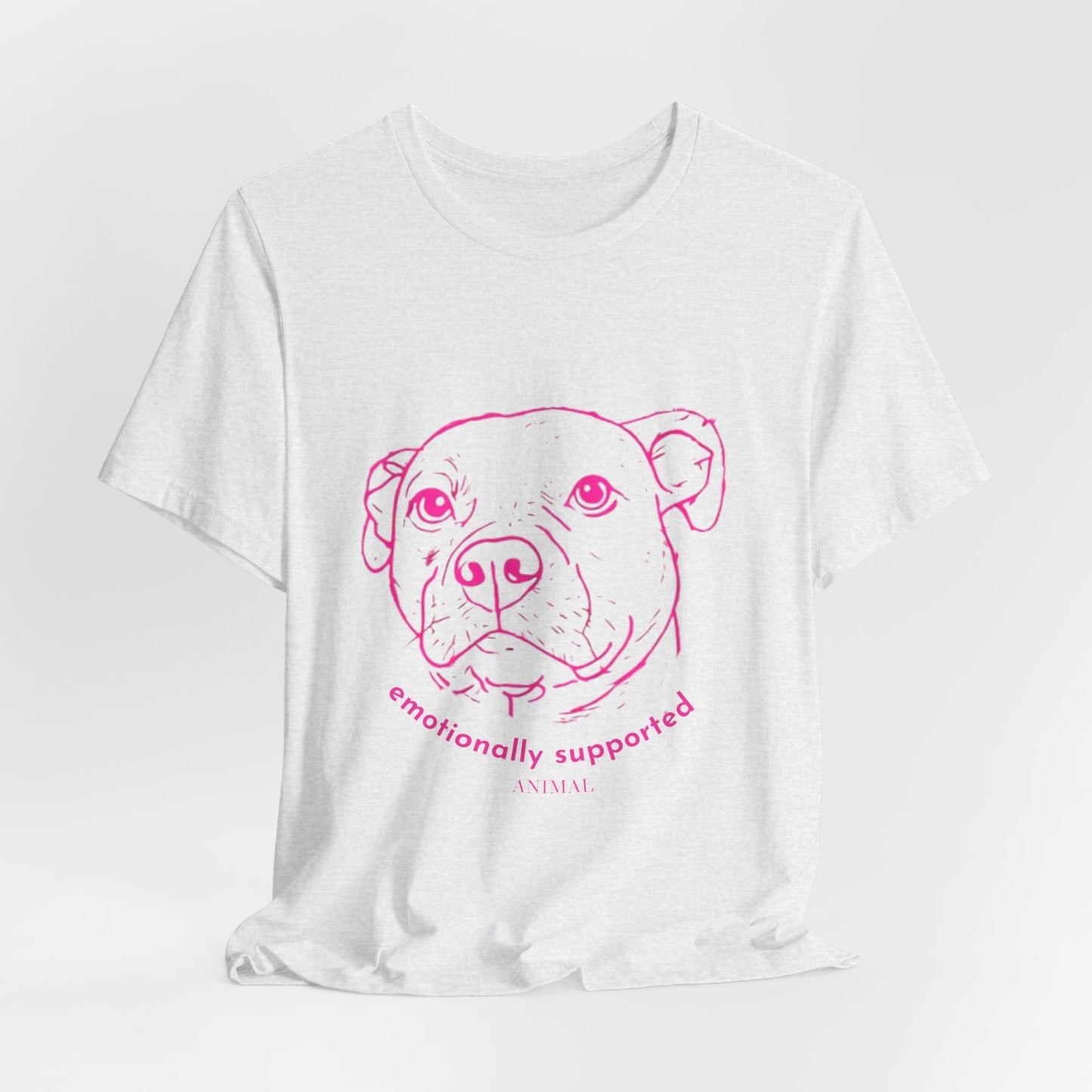 Emotionally Supported Dog T-Shirt — Pink Pit Bull Illustration Tee