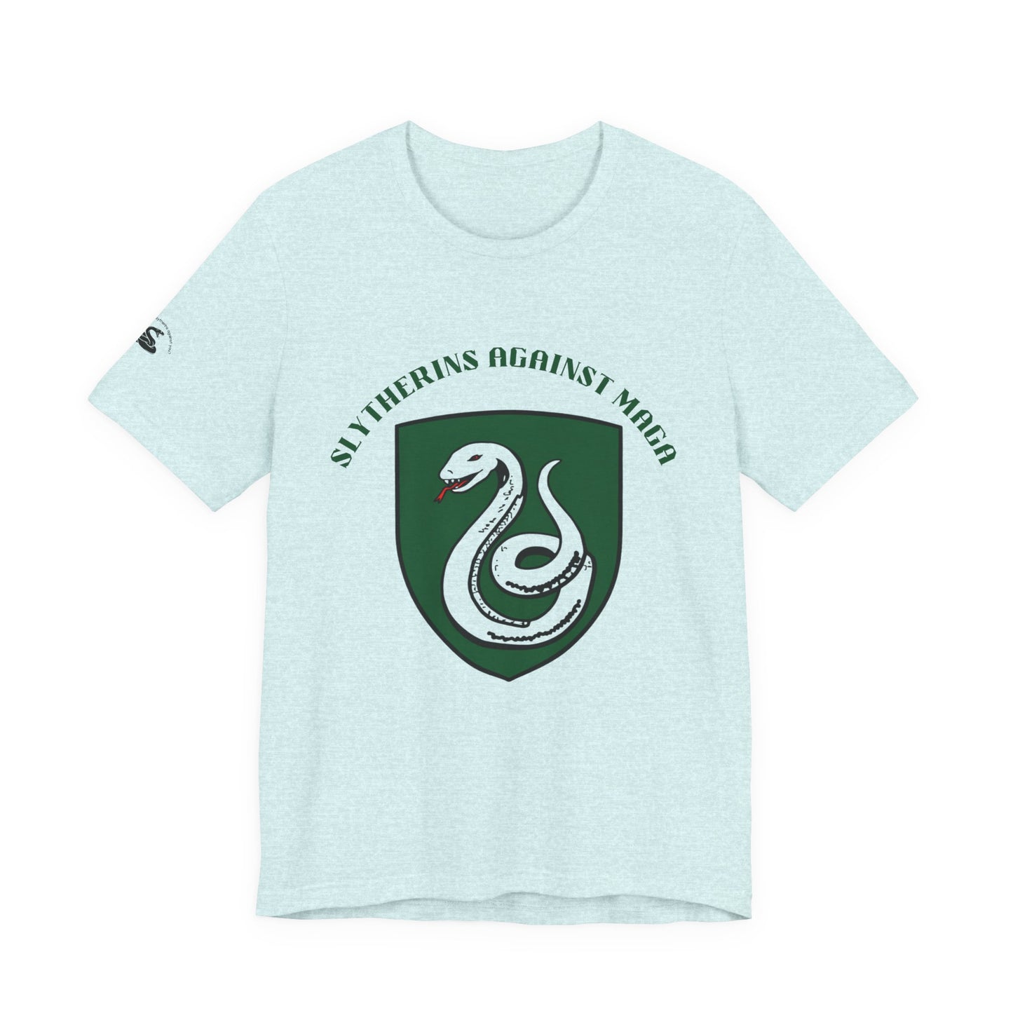 Slytherins Against MAGA T-Shirt — Green Snake Shield Tee