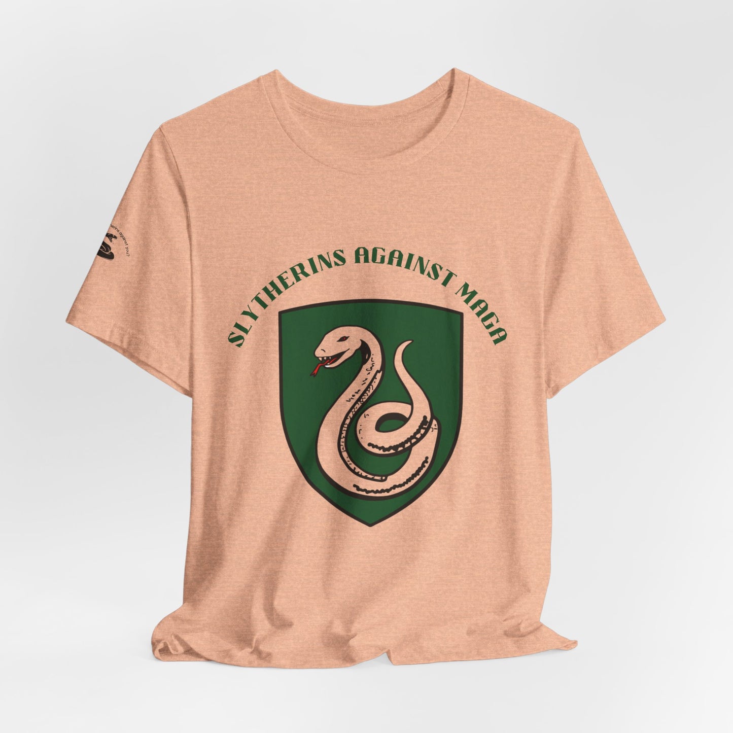 Slytherins Against MAGA T-Shirt — Green Snake Shield Tee