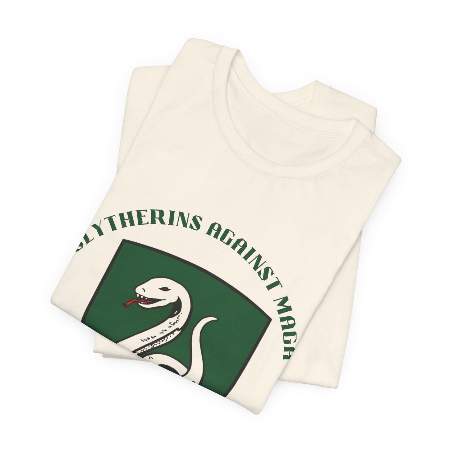 Slytherins Against MAGA T-Shirt — Green Snake Shield Tee