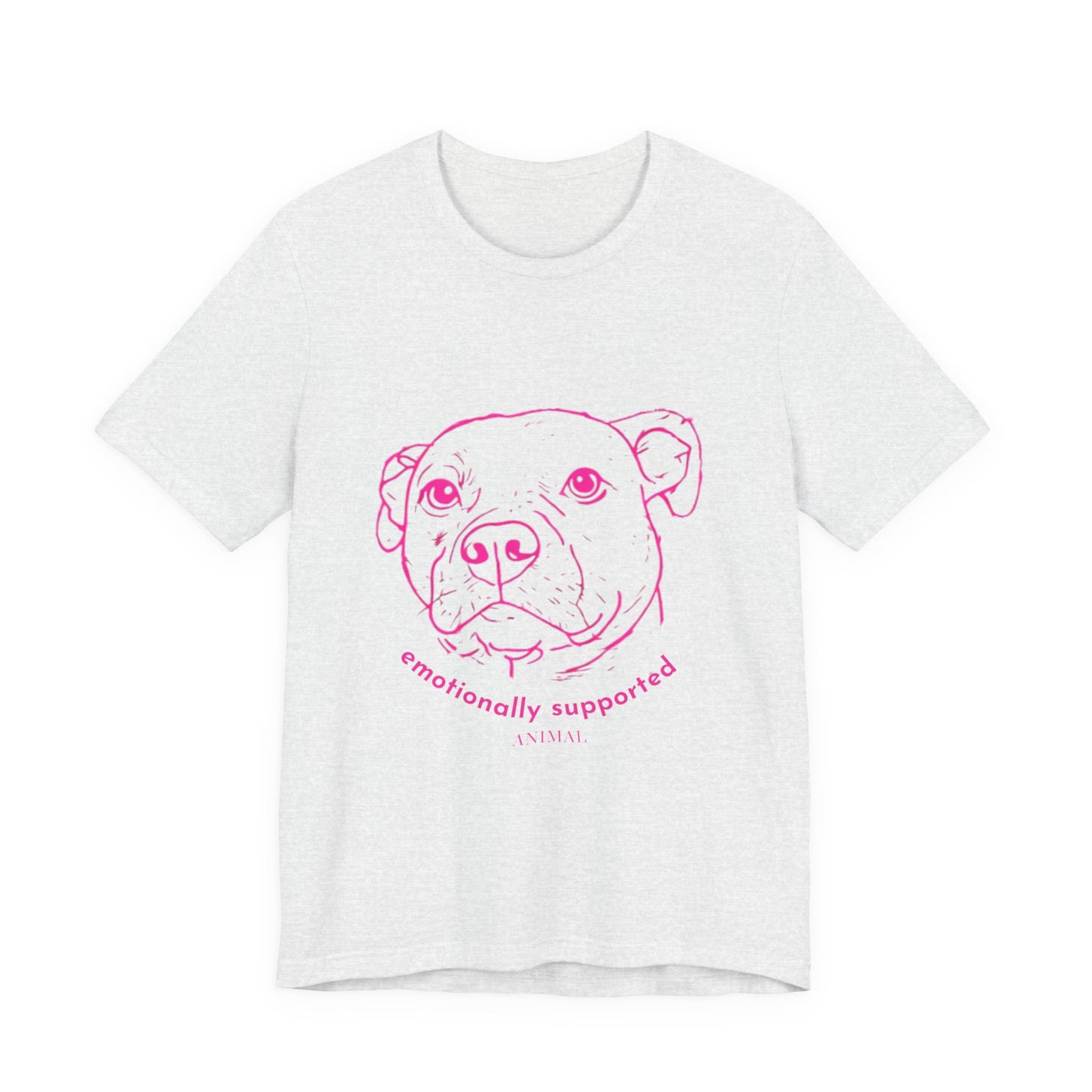 Emotionally Supported Dog T-Shirt — Pink Pit Bull Illustration Tee