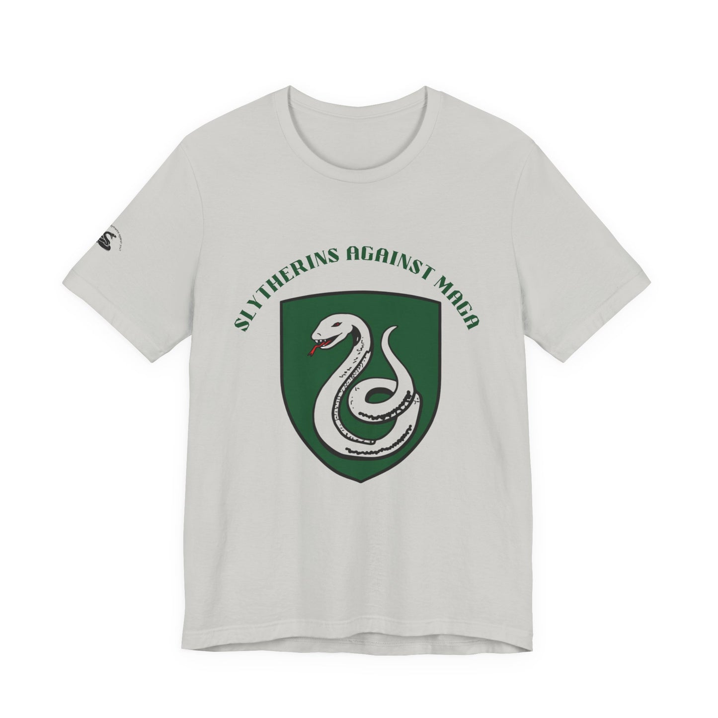 Slytherins Against MAGA T-Shirt — Green Snake Shield Tee