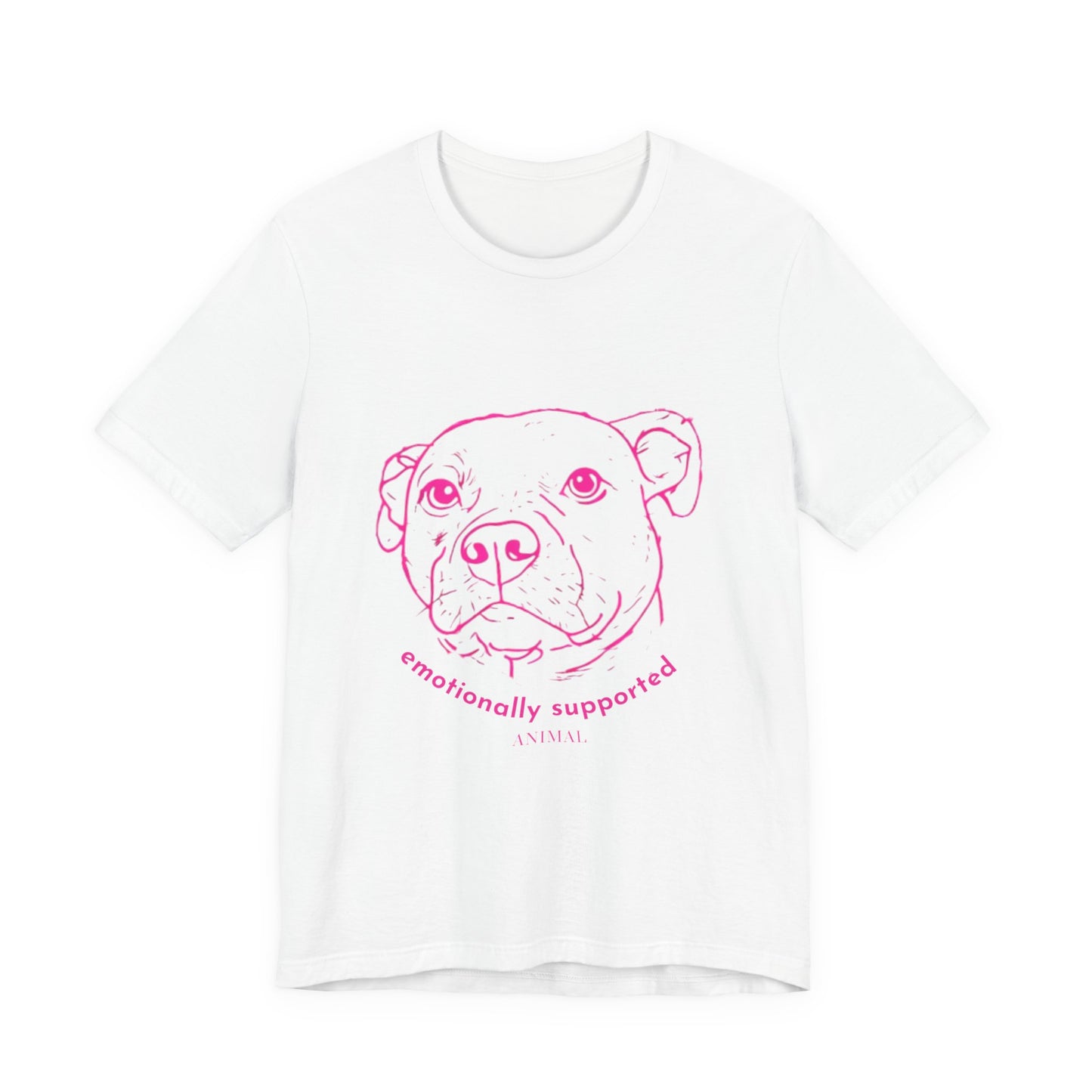 Emotionally Supported Dog T-Shirt — Pink Pit Bull Illustration Tee
