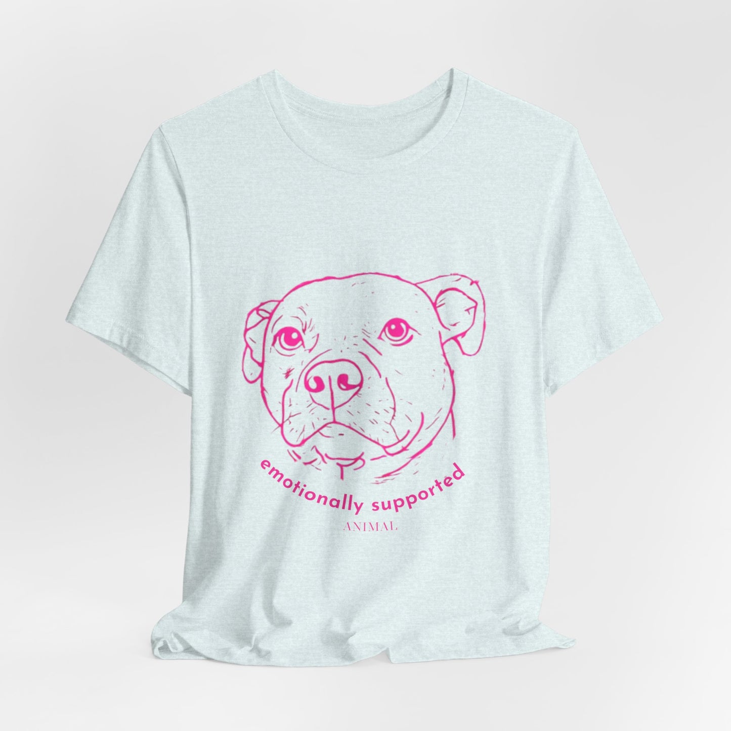 Emotionally Supported Dog T-Shirt — Pink Pit Bull Illustration Tee