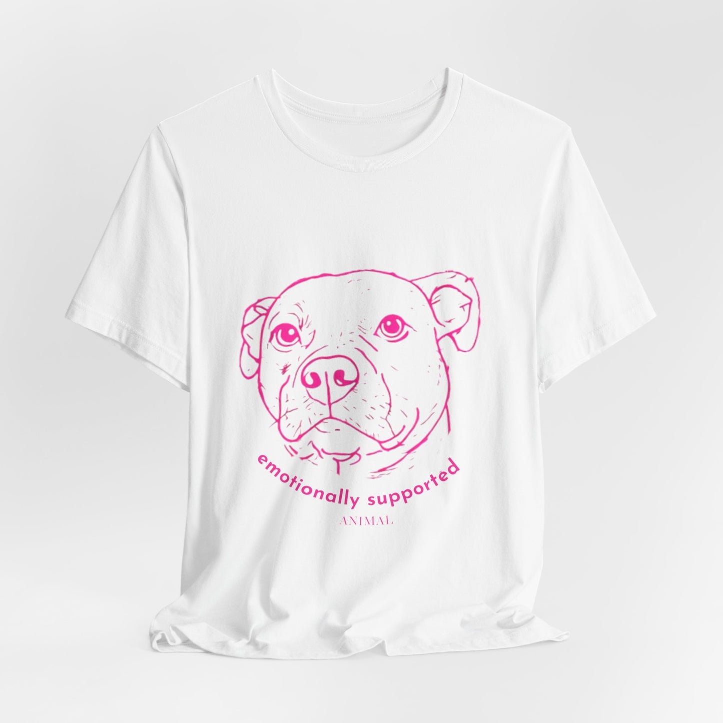 Emotionally Supported Dog T-Shirt — Pink Pit Bull Illustration Tee