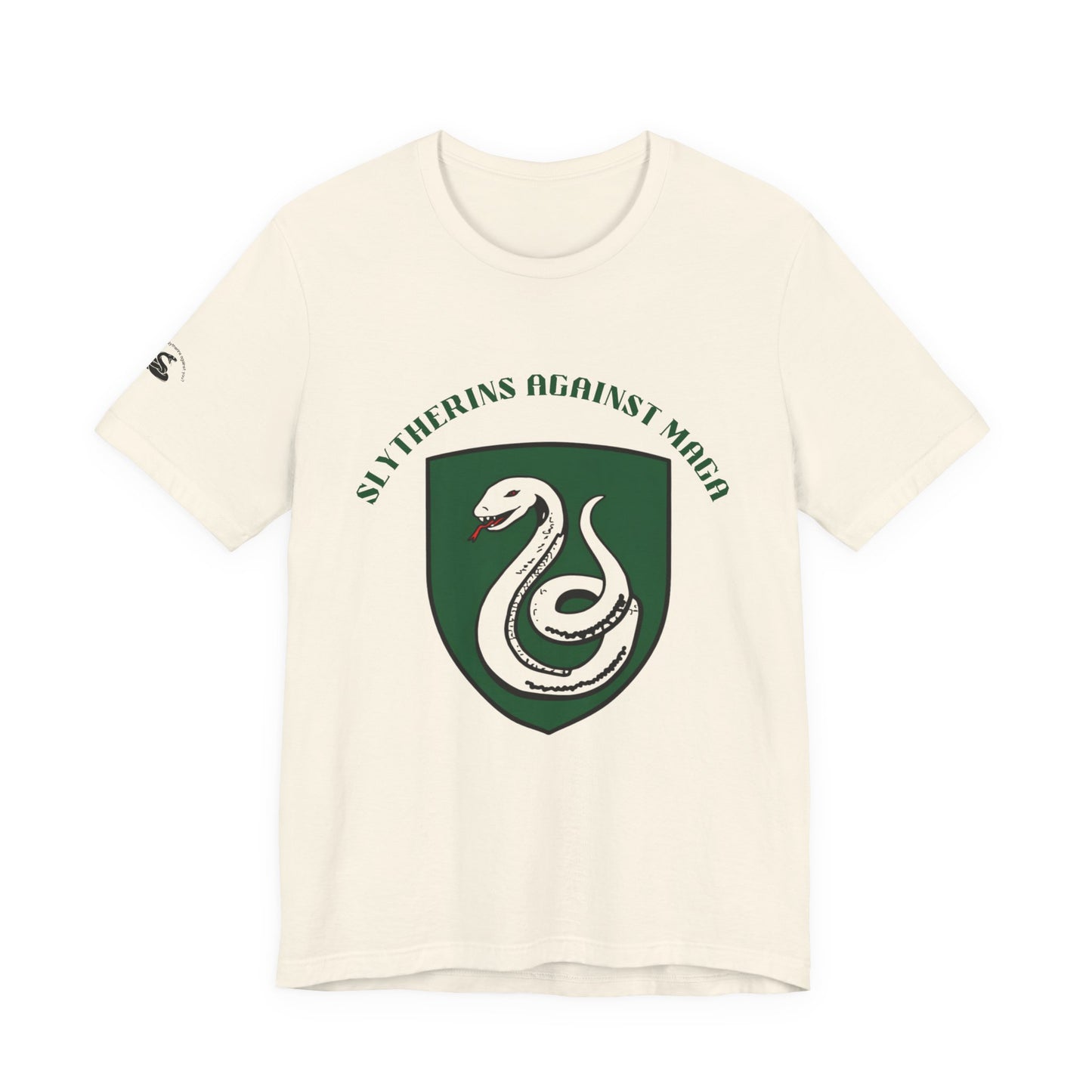 Slytherins Against MAGA T-Shirt — Green Snake Shield Tee