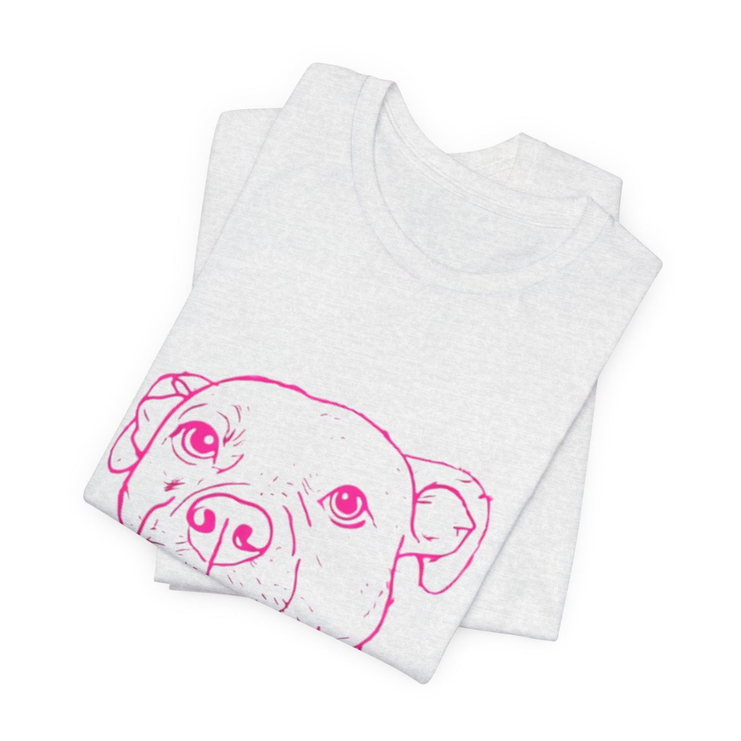 Emotionally Supported Dog T-Shirt — Pink Pit Bull Illustration Tee