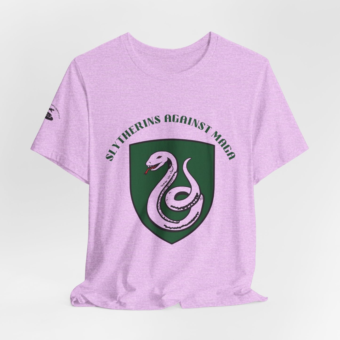Slytherins Against MAGA T-Shirt — Green Snake Shield Tee