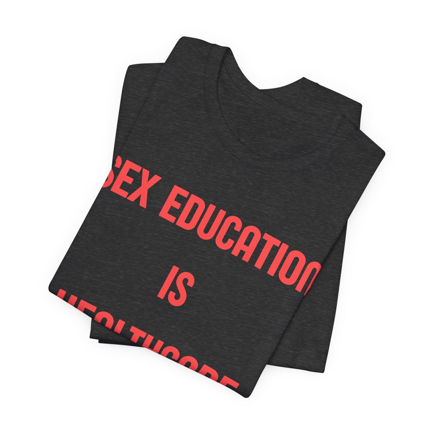 Sex Education Is Healthcare T-Shirt — “Bodies Exist. Kids Have Questions. Grow Up.” Mustard Tee