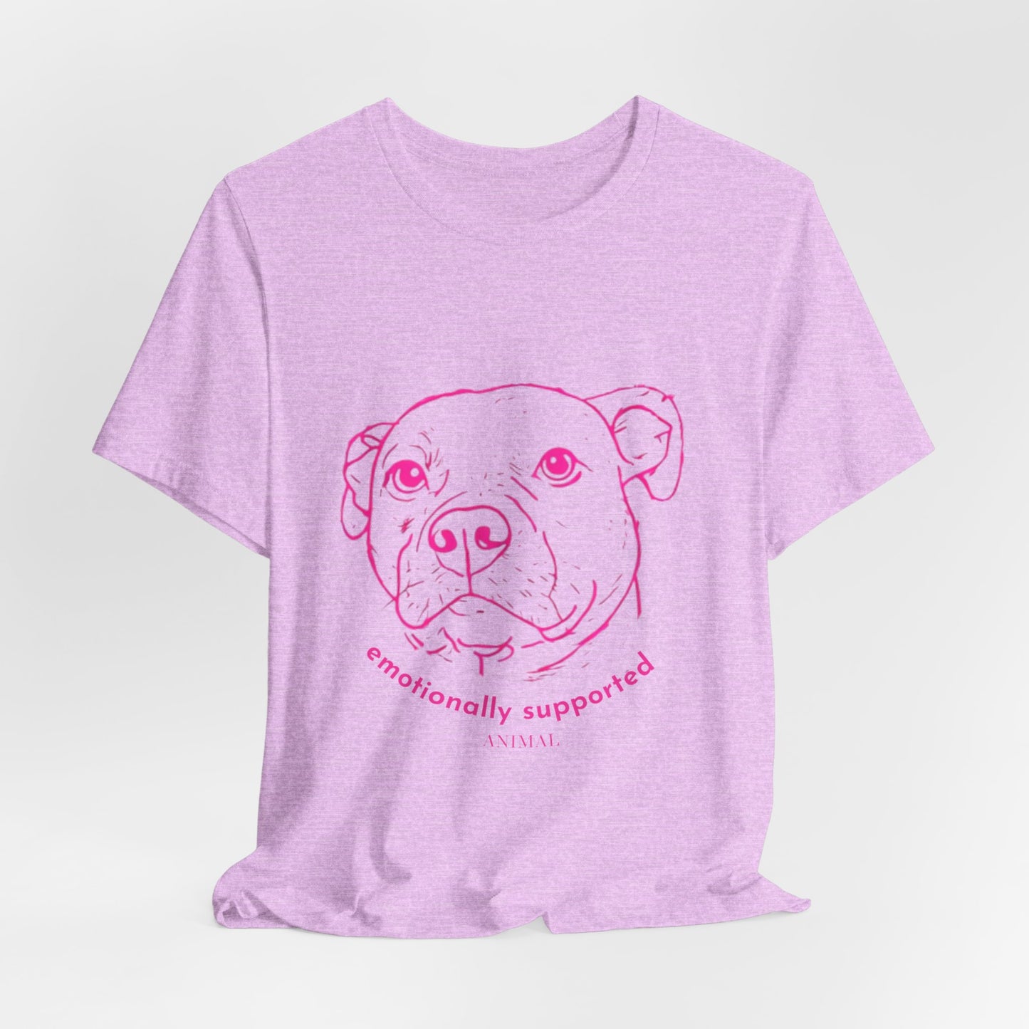 Emotionally Supported Dog T-Shirt — Pink Pit Bull Illustration Tee