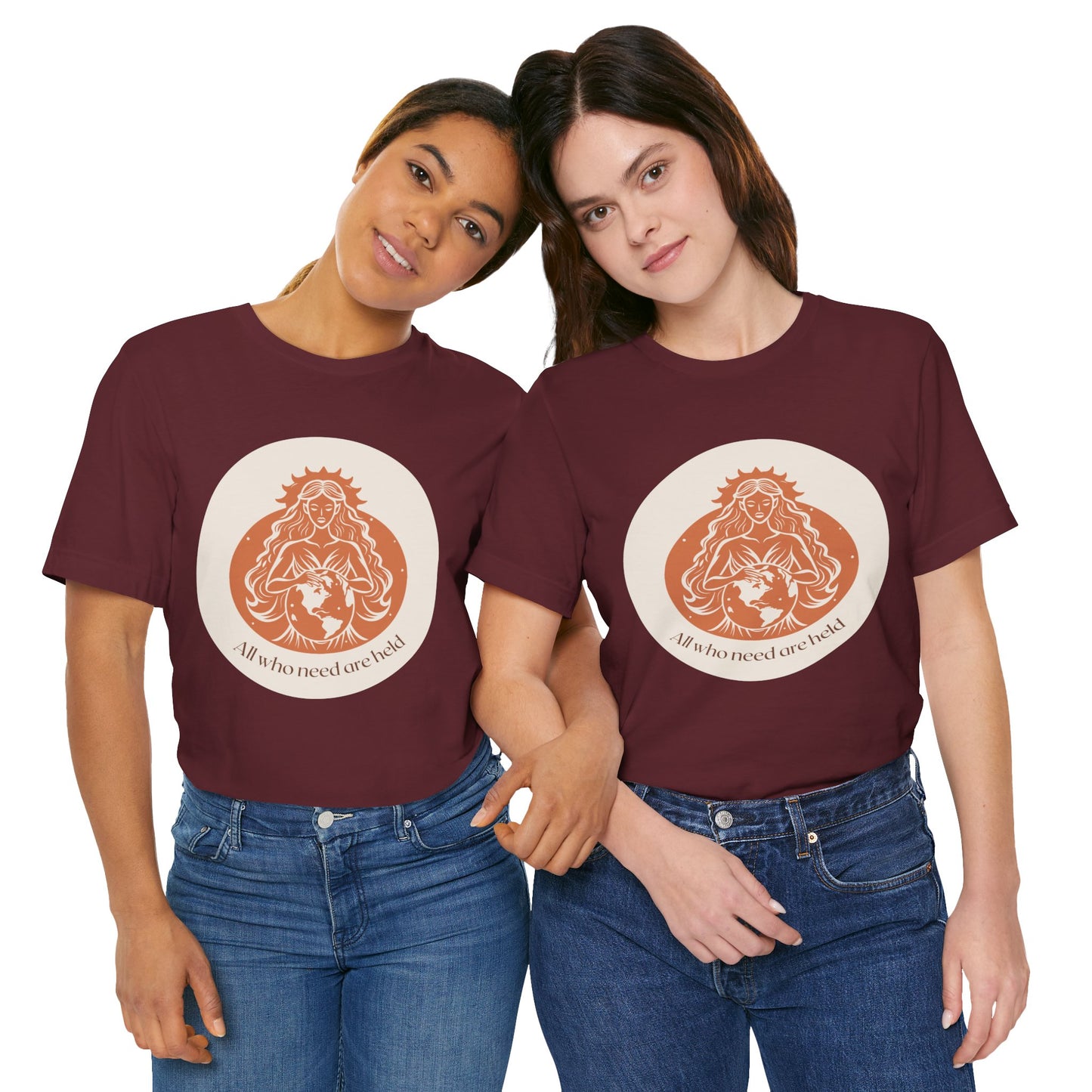 GAIA Tee — "All Who Need Held Are Held" Humanist Goddesses T-Shirt