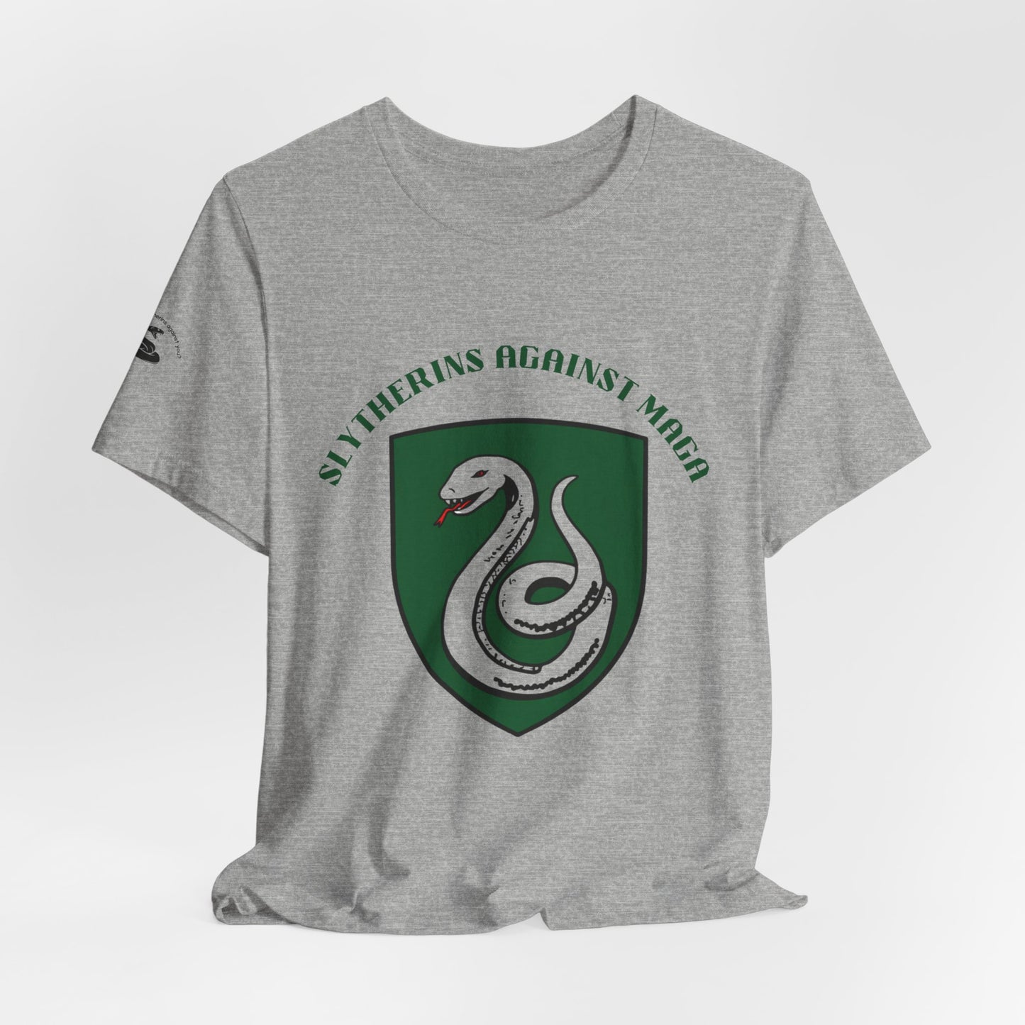 Slytherins Against MAGA T-Shirt — Green Snake Shield Tee