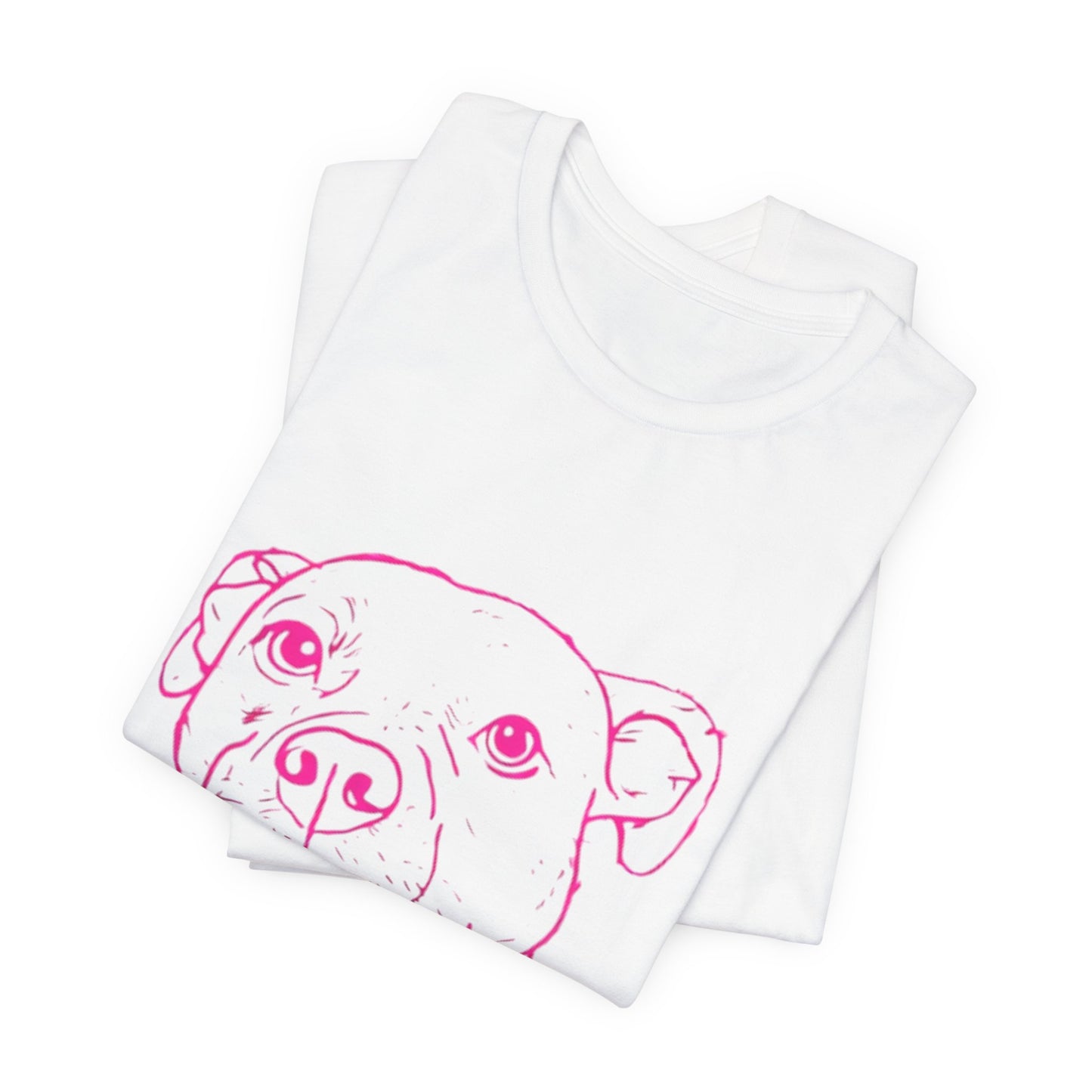 Emotionally Supported Dog T-Shirt — Pink Pit Bull Illustration Tee