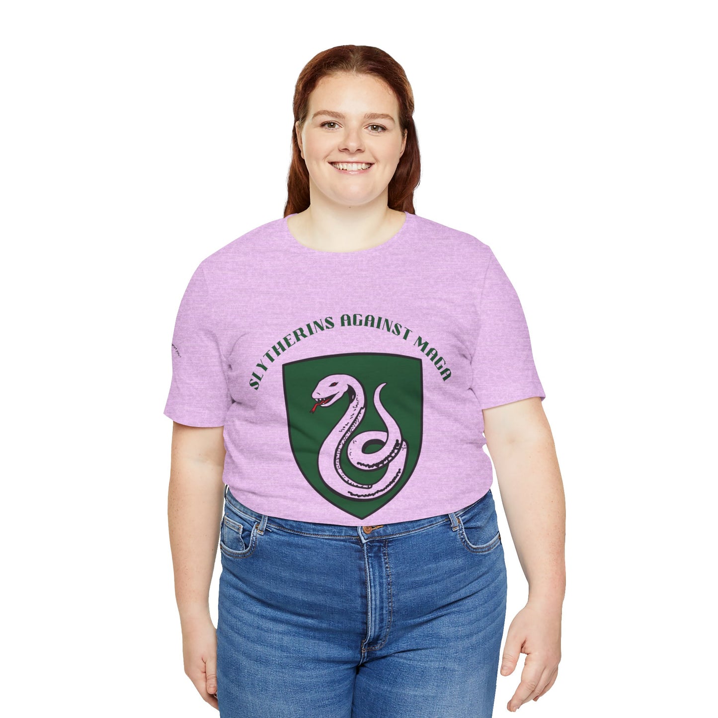 Slytherins Against MAGA T-Shirt — Green Snake Shield Tee