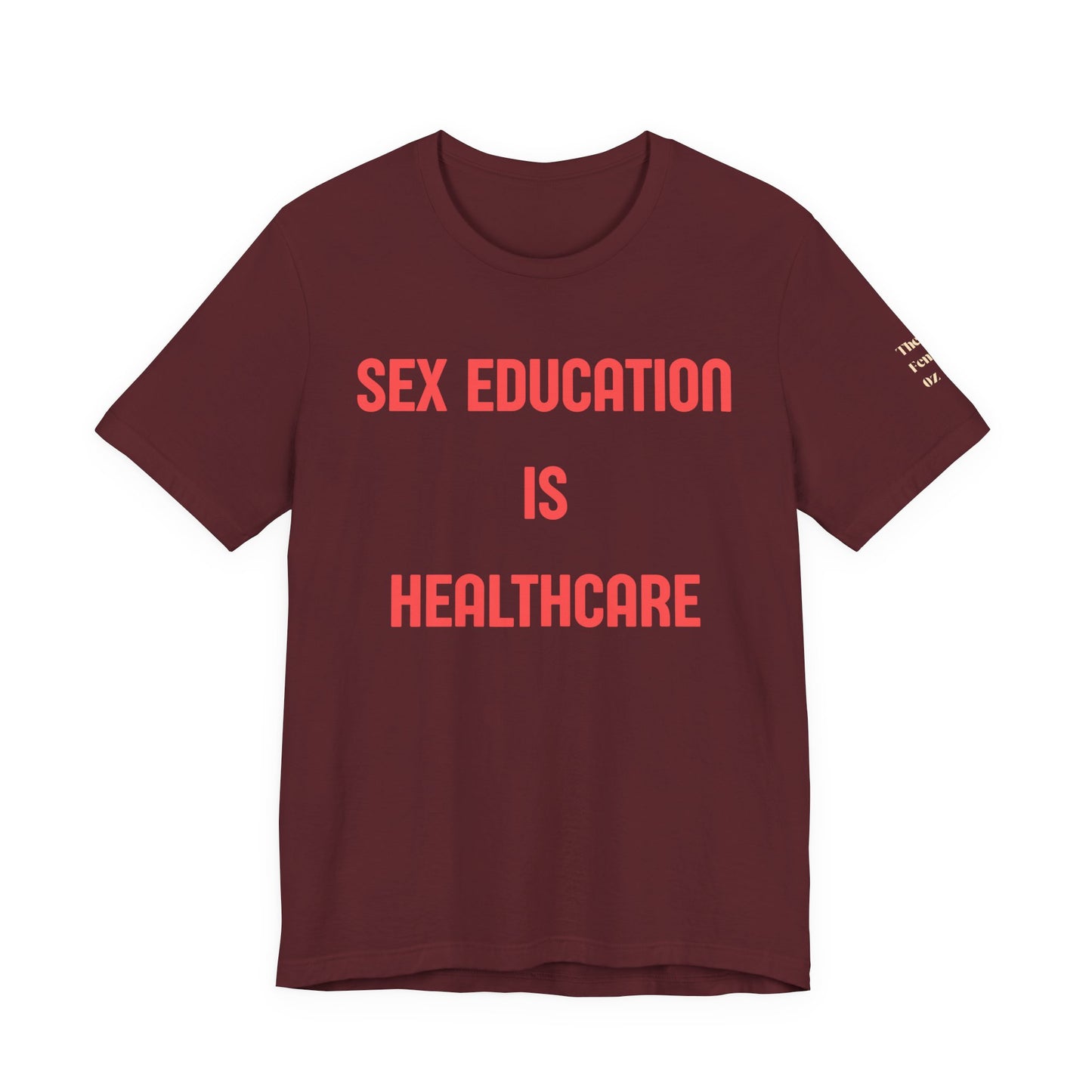 Sex Education Is Healthcare T-Shirt — “Bodies Exist. Kids Have Questions. Grow Up.” Mustard Tee