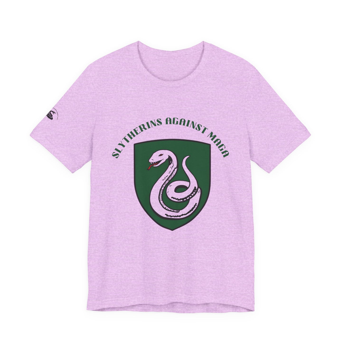 Slytherins Against MAGA T-Shirt — Green Snake Shield Tee