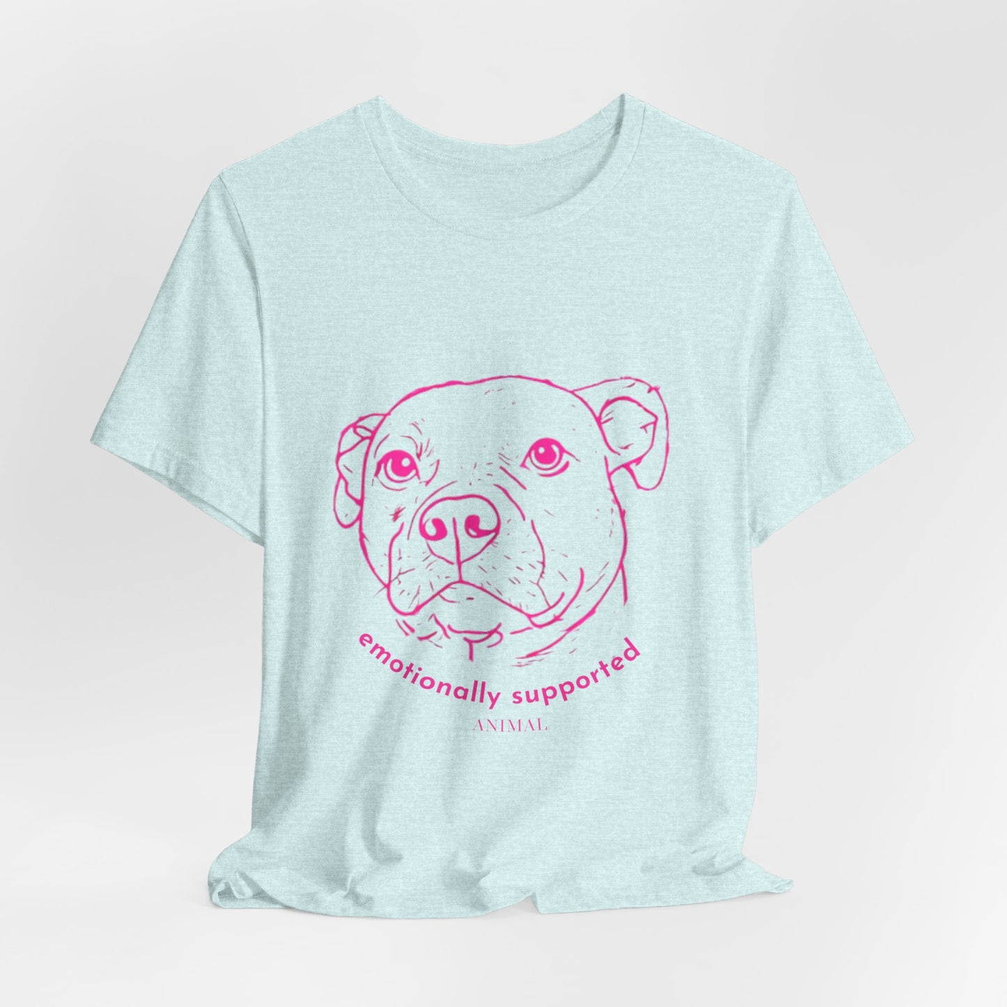 Emotionally Supported Dog T-Shirt — Pink Pit Bull Illustration Tee