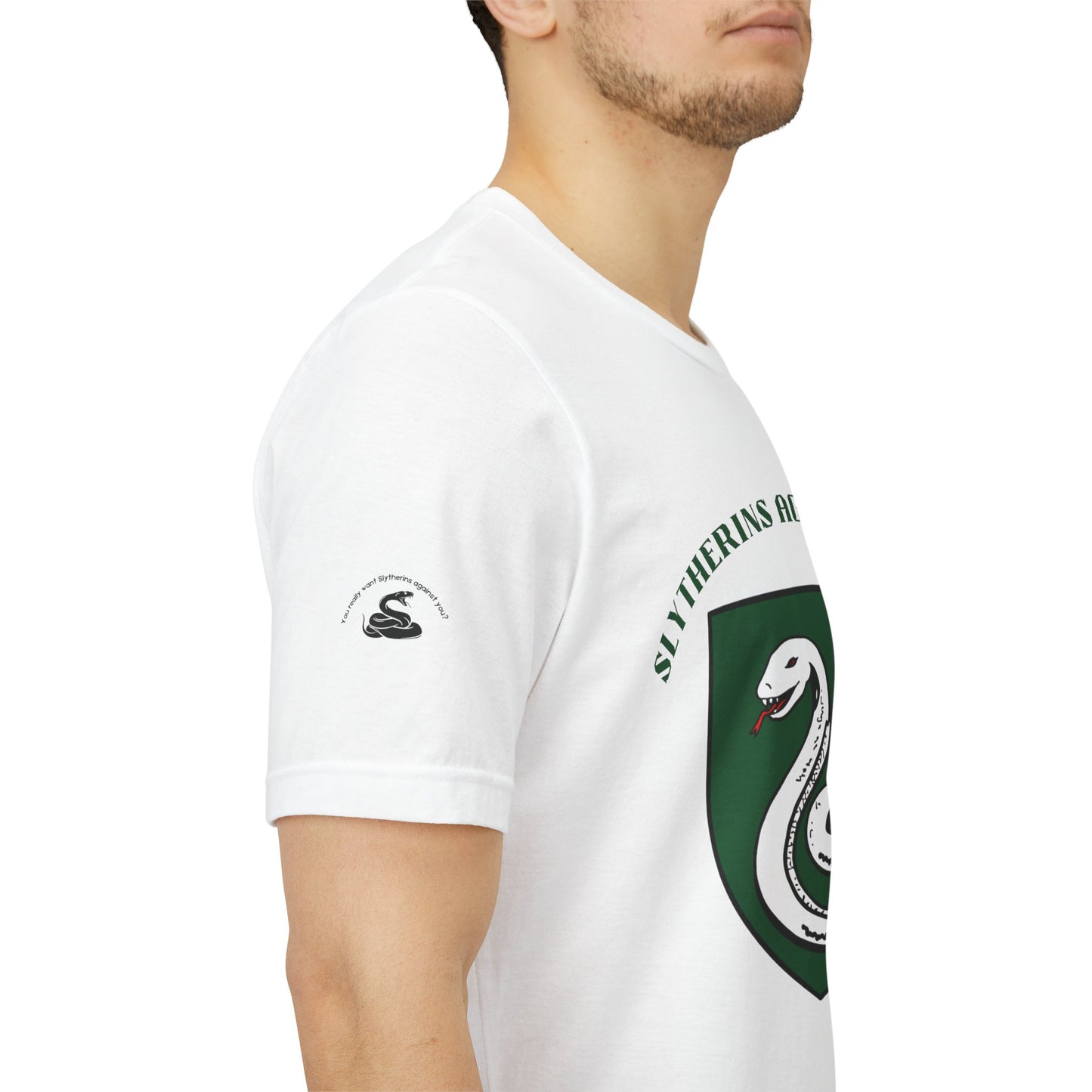 Slytherins Against MAGA T-Shirt — Green Snake Shield Tee