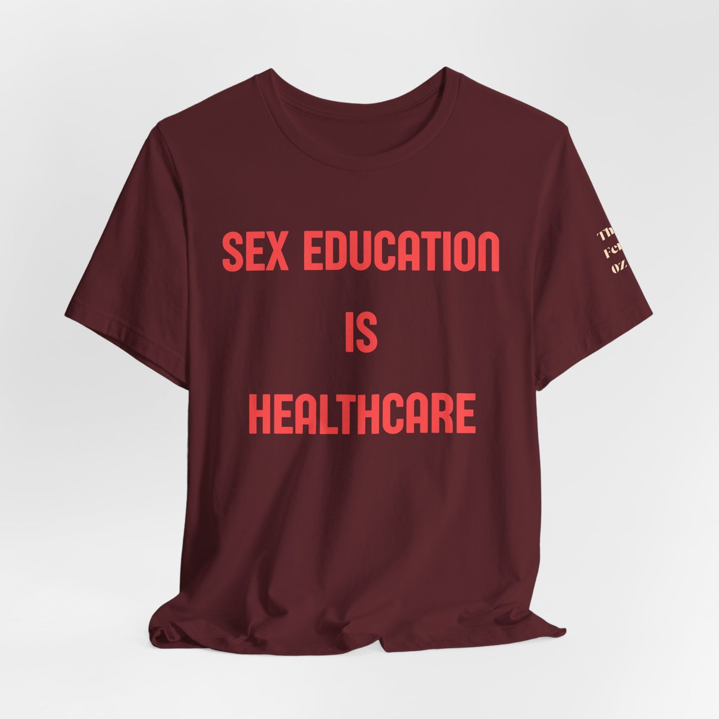 Sex Education Is Healthcare T-Shirt — “Bodies Exist. Kids Have Questions. Grow Up.” Mustard Tee