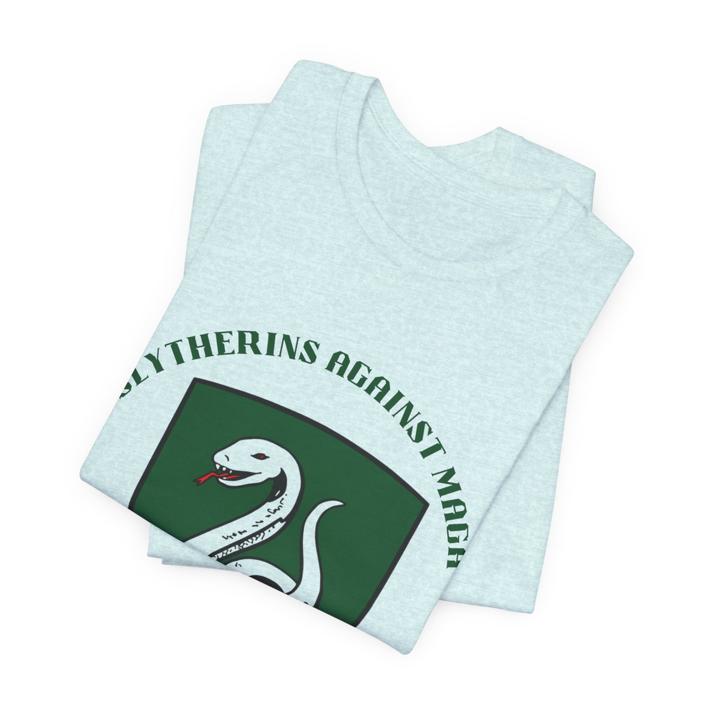 Slytherins Against MAGA T-Shirt — Green Snake Shield Tee