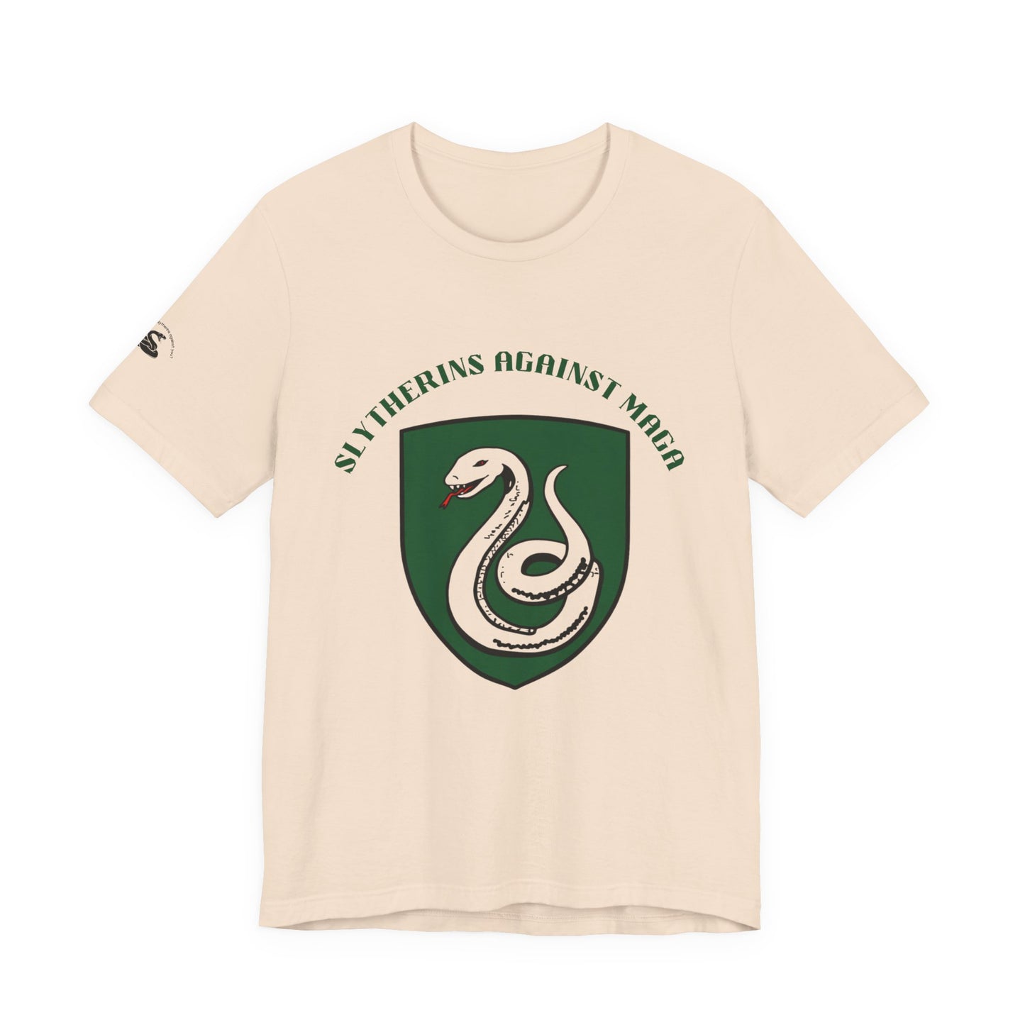 Slytherins Against MAGA T-Shirt — Green Snake Shield Tee
