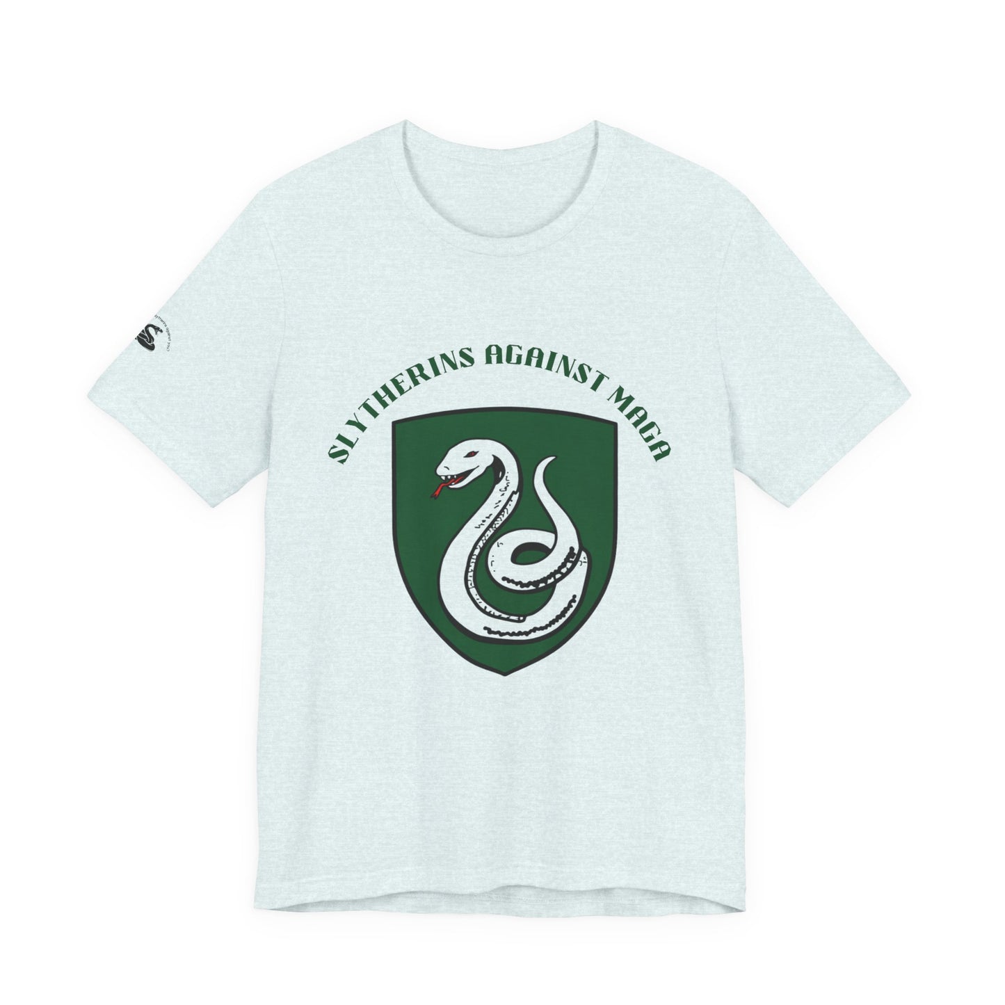 Slytherins Against MAGA T-Shirt — Green Snake Shield Tee