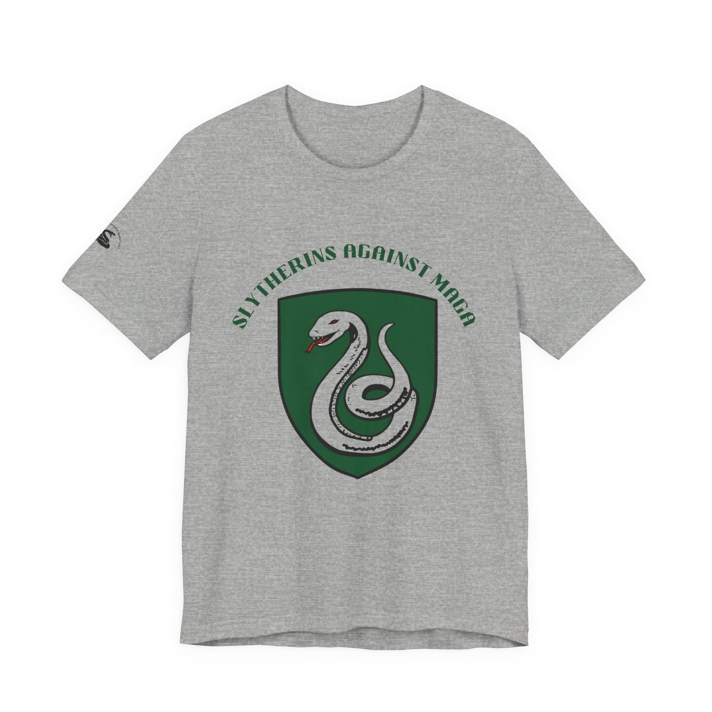 Slytherins Against MAGA T-Shirt — Green Snake Shield Tee