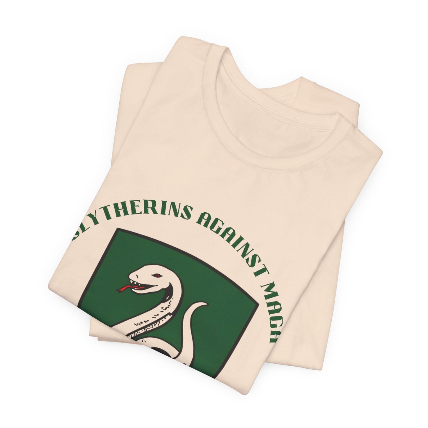 Slytherins Against MAGA T-Shirt — Green Snake Shield Tee