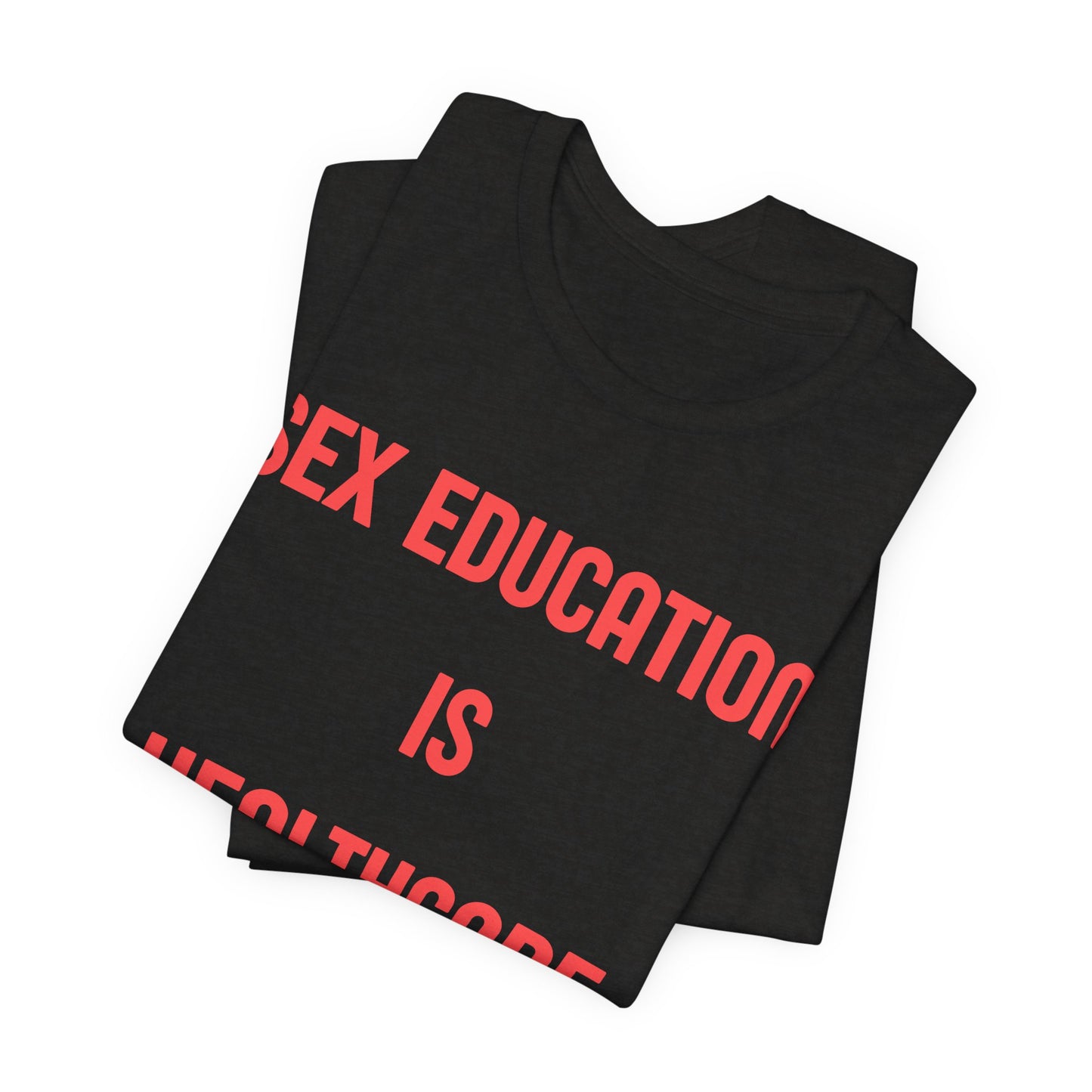 Sex Education Is Healthcare T-Shirt — “Bodies Exist. Kids Have Questions. Grow Up.” Mustard Tee
