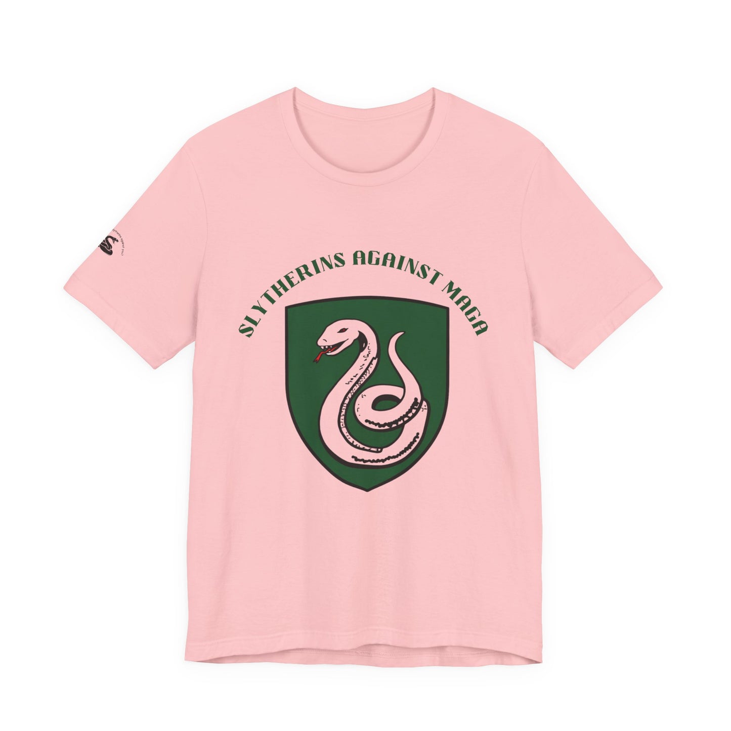 Slytherins Against MAGA T-Shirt — Green Snake Shield Tee