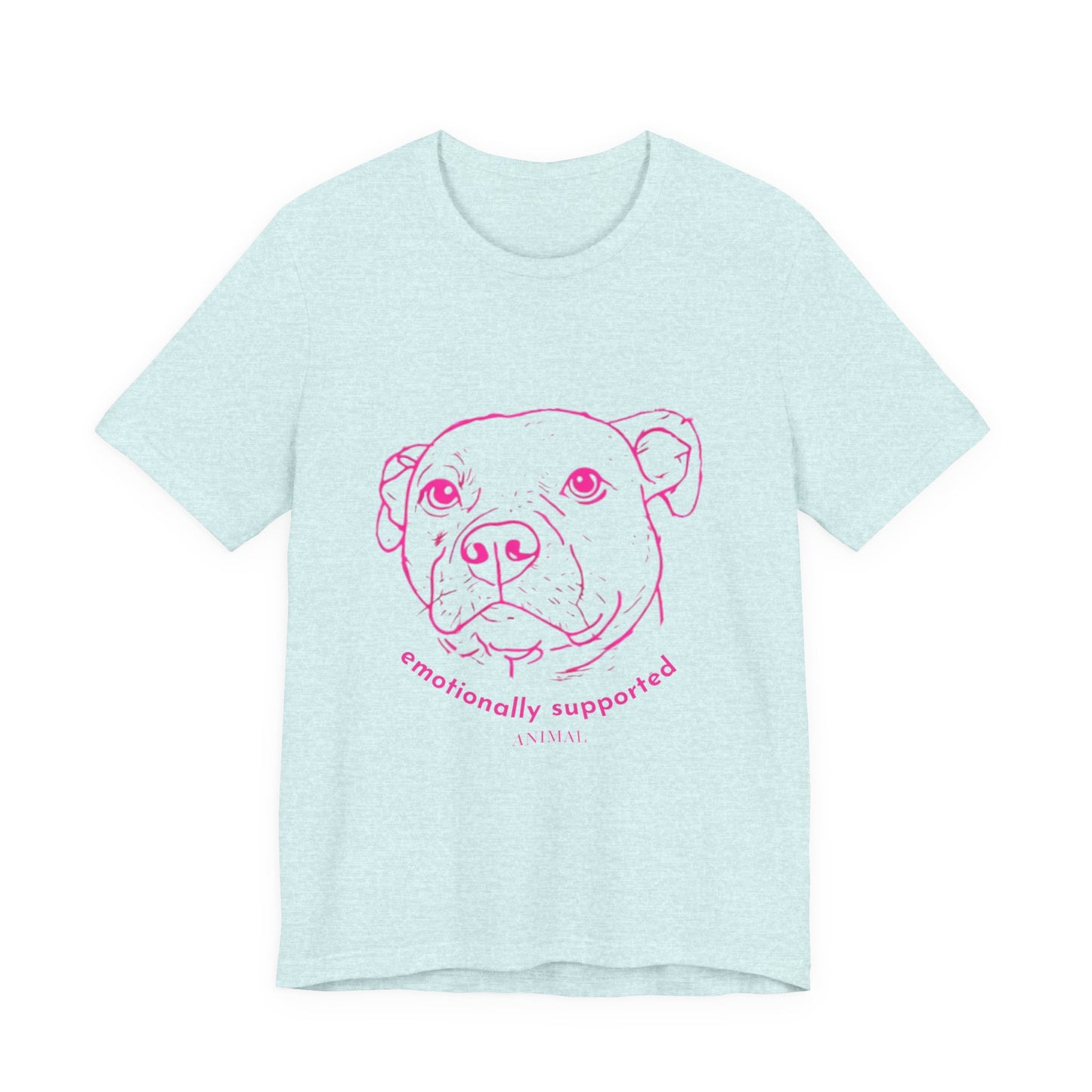 Emotionally Supported Dog T-Shirt — Pink Pit Bull Illustration Tee