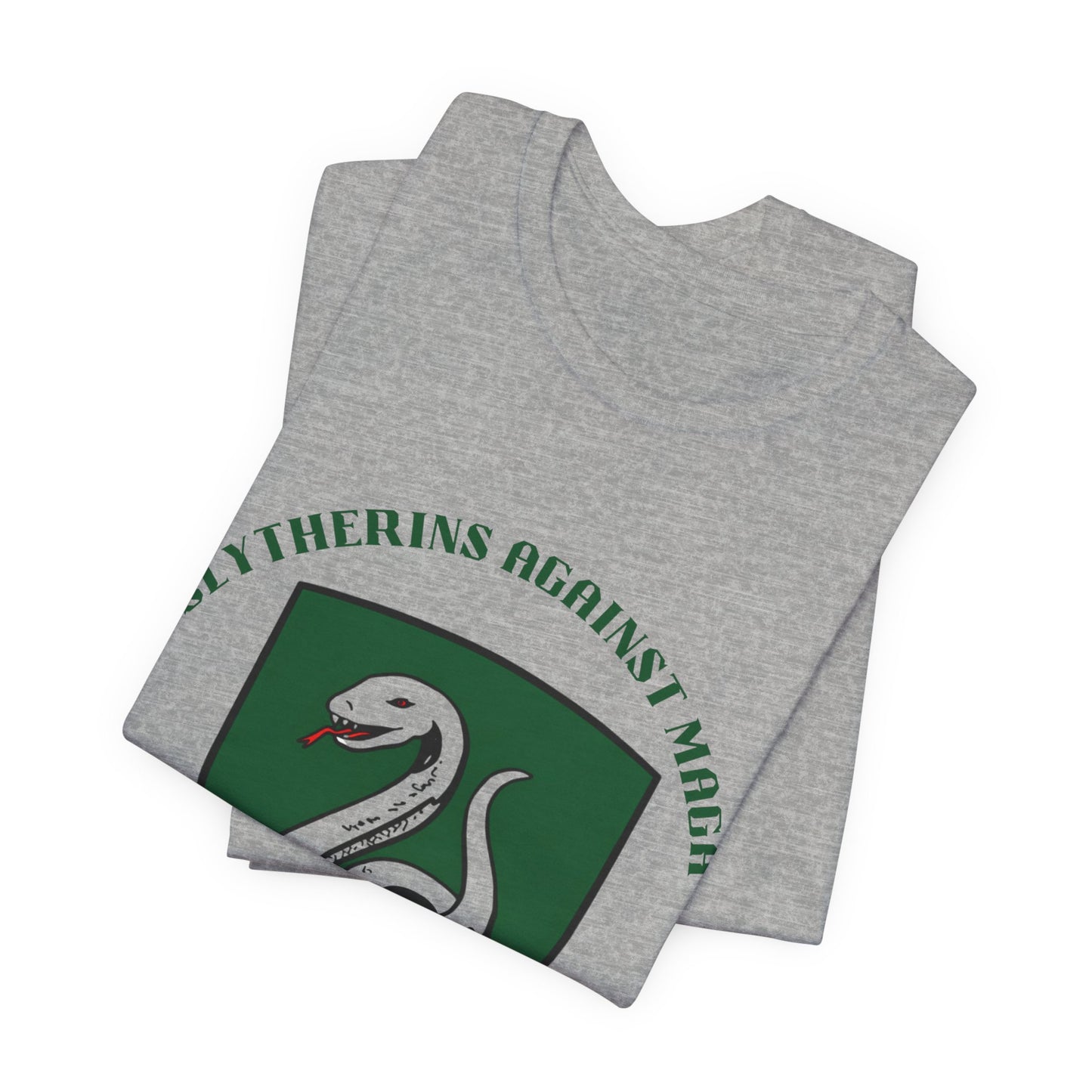 Slytherins Against MAGA T-Shirt — Green Snake Shield Tee