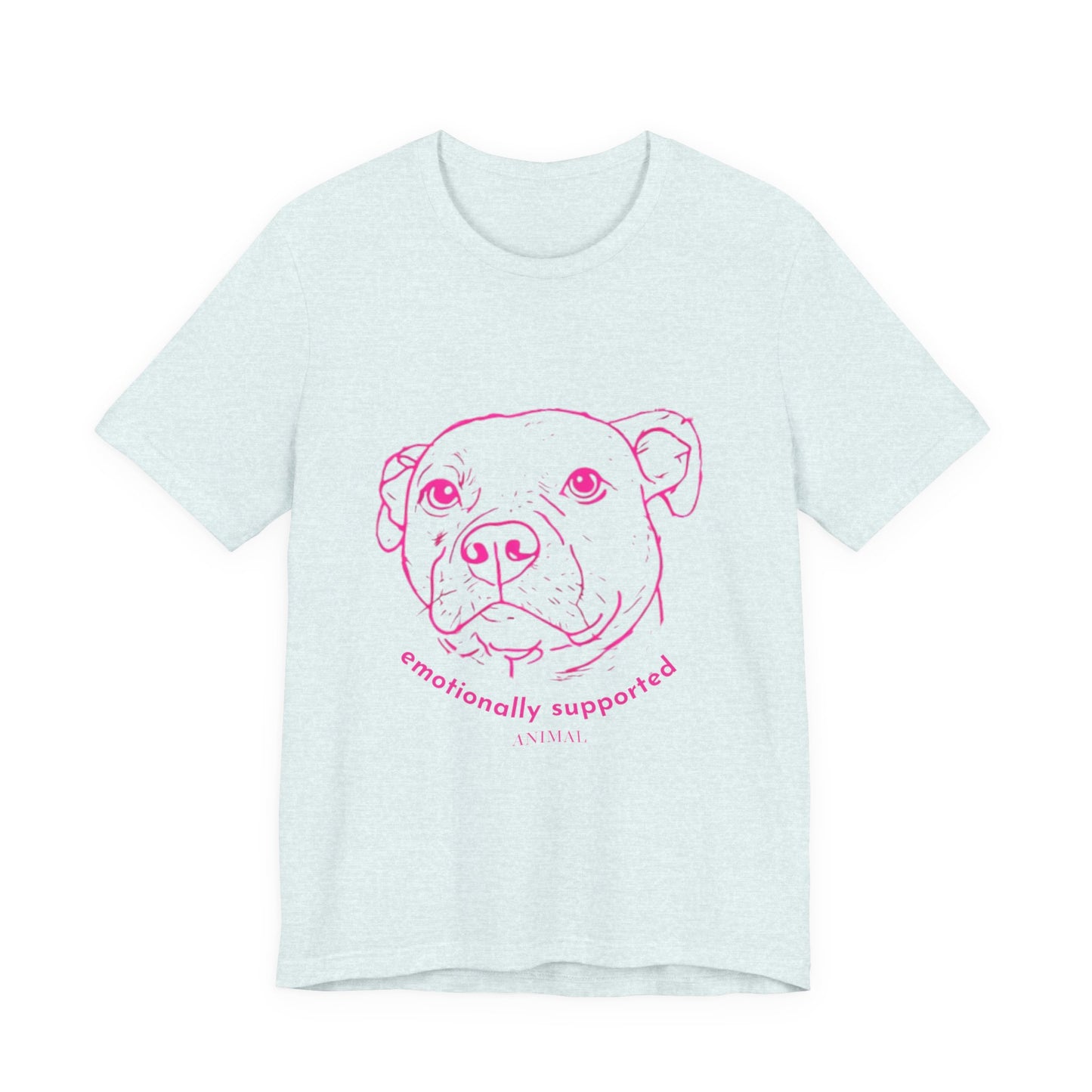 Emotionally Supported Dog T-Shirt — Pink Pit Bull Illustration Tee