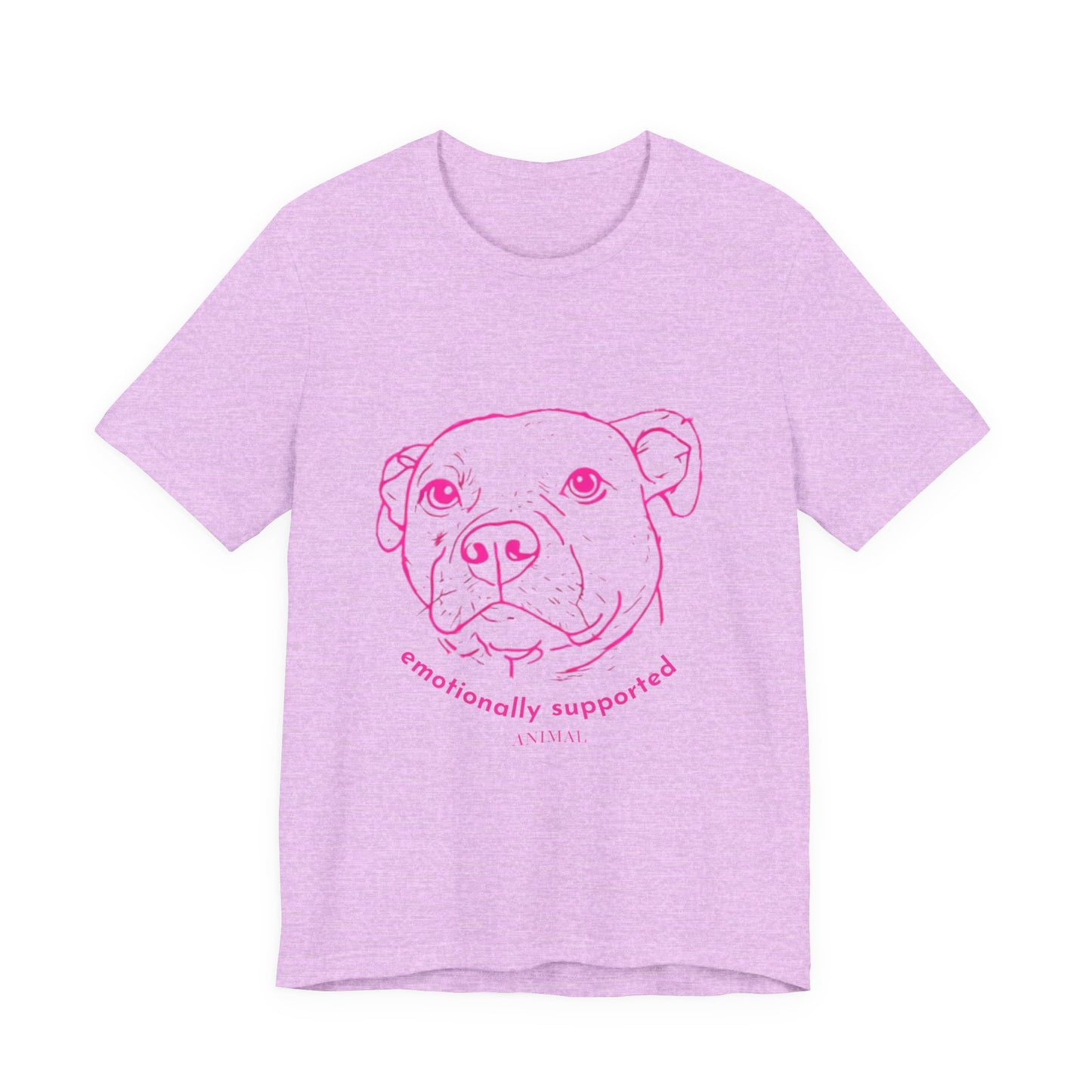 Emotionally Supported Dog T-Shirt — Pink Pit Bull Illustration Tee